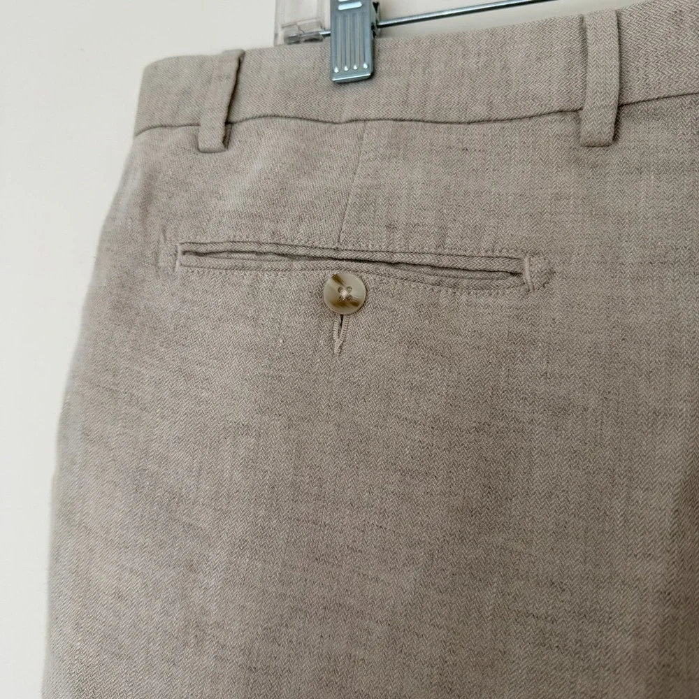 Murano Linen Pleated Pants Mens Beige Size 38 x 32 | RN58909